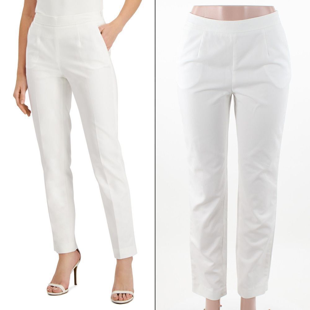 Anne Klein  Mid-Rise Pants in Bright White